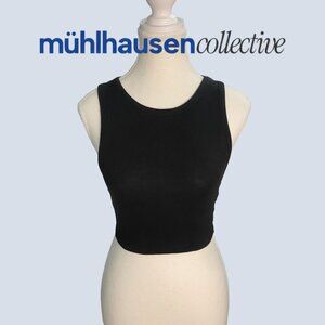 Zara Black Ribbed Crop Tank Top Size Small Fitted